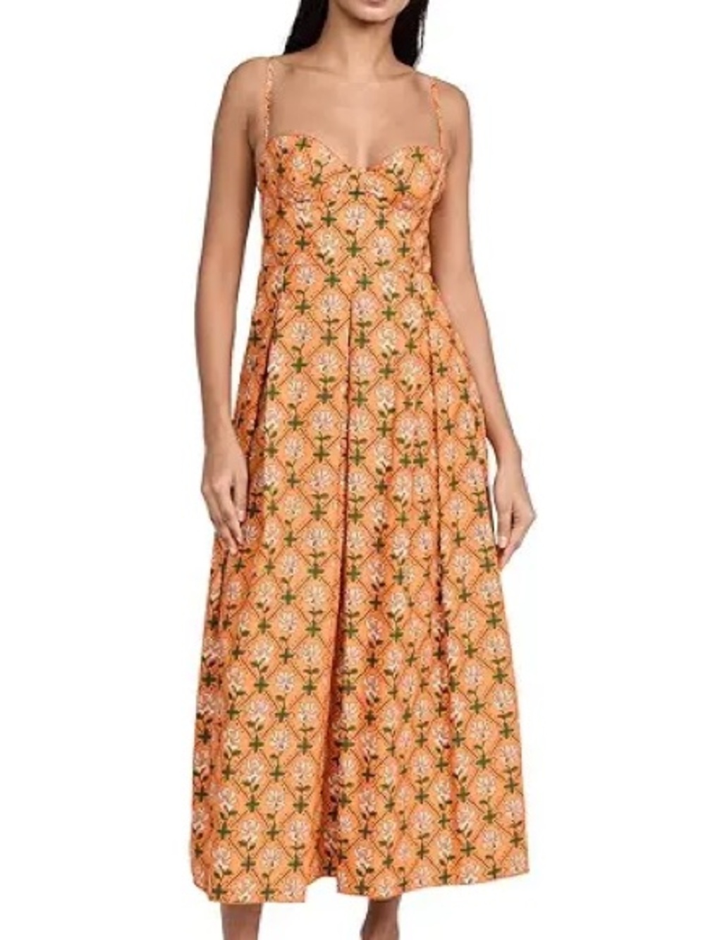 Agua by Agua Bendita Orange Floral Midi Dress - Picture 6 of 14